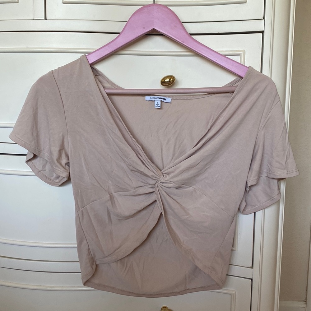 FashionNova Twist it Short Sleeve Crop Top - Size s
